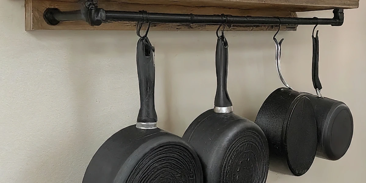 tiny kitchen remodel with pot rack