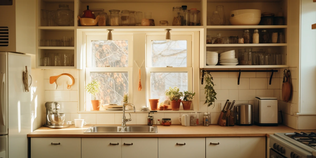 small kitchen remodel with open shelving