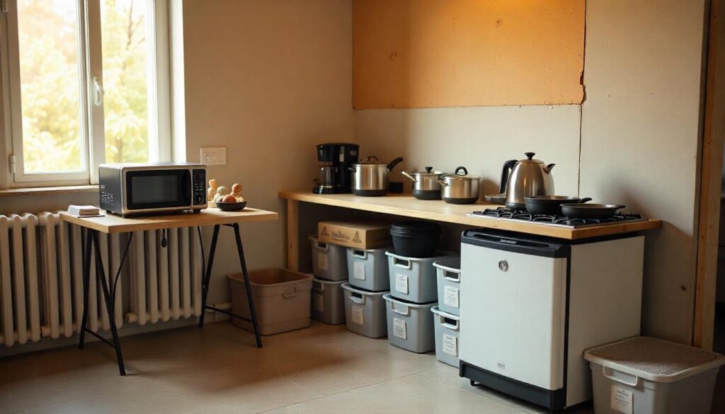 a temporary kitchen set up during home kitchen renovation 