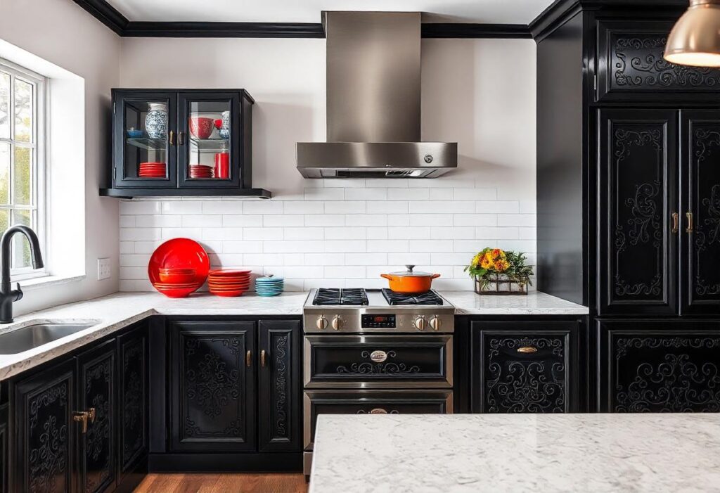 Bold black hues are ever trending cabinet colors