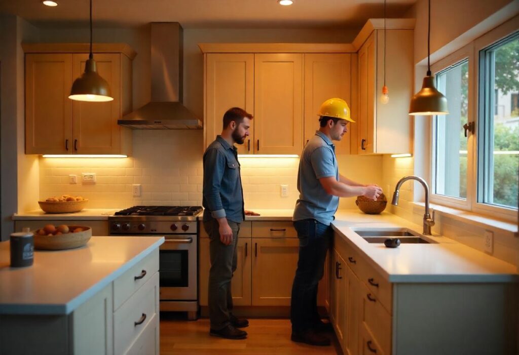 experts preparing for a kitchen remodel